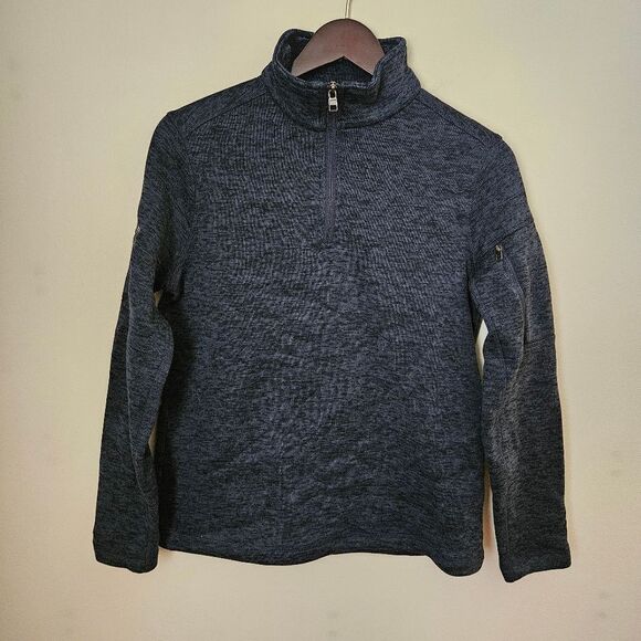 Land's End Jacket Quarter Zip Pullover Sweatshirt Navy Blue Embroidered Casual - Picture 1 of 10